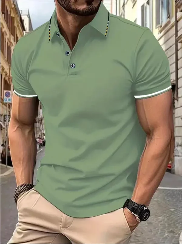 Men's summer casual fashion polo shirt short sleeve men's short sleeve color lapel top T-shirt short sleeve lapel fashion