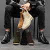 Man Retro Suede Genuine Leather Chelsea Boots Men Fashion Short Ankle Boot Casual British Style High-Top Shoes