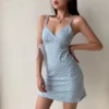 Floral Dress Women y2k Vintage V-Neck Straps Mini Dress Slim Sleeveless Backless Dresses Sexy Spaghetti Strap Mini Dress