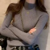 Knitting Pullover Turtlneck Sweater Women Solid Basic Top Sweater Long Sleeve Casual Slim Pullover Korean Fashion Simple Clothes