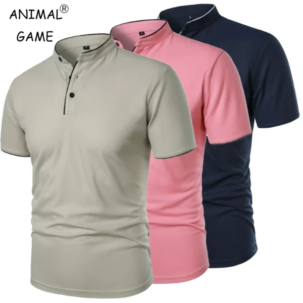 New Men's Short Sleeve T Shirts Summer Solid Color Polo Shirt Breathable Loose Basic Shirts for Men Breathable Lightweight Tops