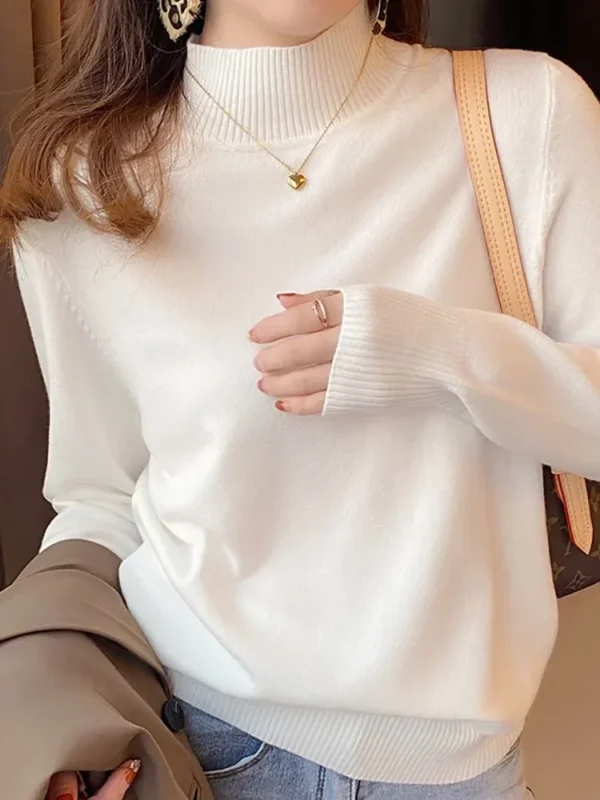 Autumn Winter Chic Bottom Sweaters Women Fashion Turtleneck Pullover Loose Long Sleeve Knitted Jumpers Soft Warm Pull Femme Top