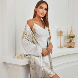 amaz Women's Pajamas Satin waSlip Dress Women's Silk Robe Satin Woman Nightie Home Suit for Women