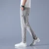 Ice Silk Men's Pants 2023 Summer New Black Gray Thin Business Casual Pants Outdoor Elastic Breathable Straight Leg Sweatpants