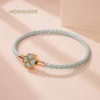 Green Four-Leaf Clover Lucky Bracelet For Women Genuine Braided Leather Bracelet 9 Colors Birthday Party Jewelry ChiristmasGifts