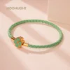 Green Four-Leaf Clover Lucky Bracelet For Women Genuine Braided Leather Bracelet 9 Colors Birthday Party Jewelry ChiristmasGifts