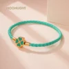 Green Four-Leaf Clover Lucky Bracelet For Women Genuine Braided Leather Bracelet 9 Colors Birthday Party Jewelry ChiristmasGifts