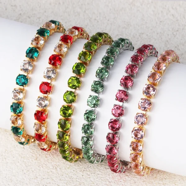 6mm Tennis Chain Adjustable Crystal Bracelets For Women Fashion Cubic Zircon Crystal 18K Gold Plated Wedding Party Friends Gift