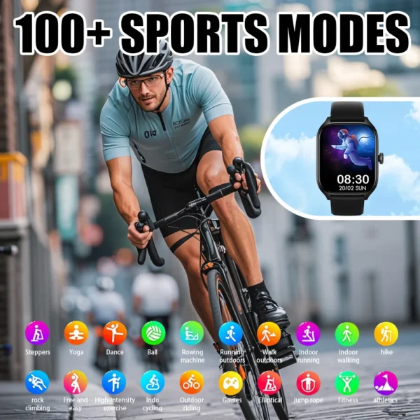 LAXASFIT 2024 New Men's Smart Watch Women's Gift 2.01 Inch HD Full Touch Screen Sports & Fitness Watch Bluetooth Call Smartwatch