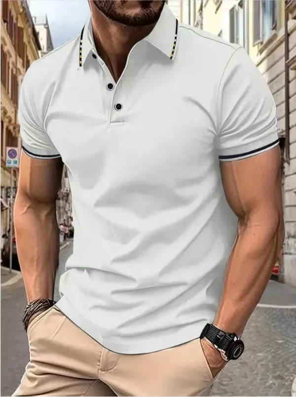 Men's summer casual fashion polo shirt short sleeve men's short sleeve color lapel top T-shirt short sleeve lapel fashion