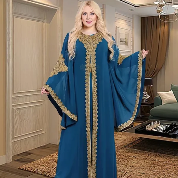 Kaftan Dubai Abaya Turkey Muslim Chiffon Maxi Dress Islam Clothing Elegant African Dresses for Women Boubou Robe Djellaba Femme