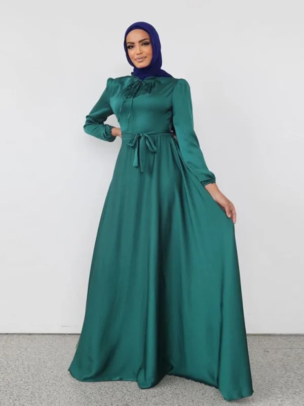 Ramadan Abaya Turkey Silky Satin Dresses for Women Abaya Robe Longue De Soiree Femme Long Muslim Dress Vestido Longo Morocco