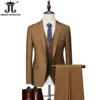 M-6XL 15 Colors ( Jacket+Vest+Pants ) Formal Business Office Men's Suits Groom Wedding Dress Party Dress Solid color Suit