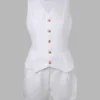 White Sleeveless Slim Fit Vest & Shorts Suit 2-Piece Set Women Clothes Summer Single Breasted Button Tank Top Shorts