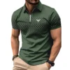 Men Personality Summer Fashion Sport Short Sleeve Casual Lapel Zipper Polo Shirt Men Print Polyester Quick Drying Polo Shirt Top