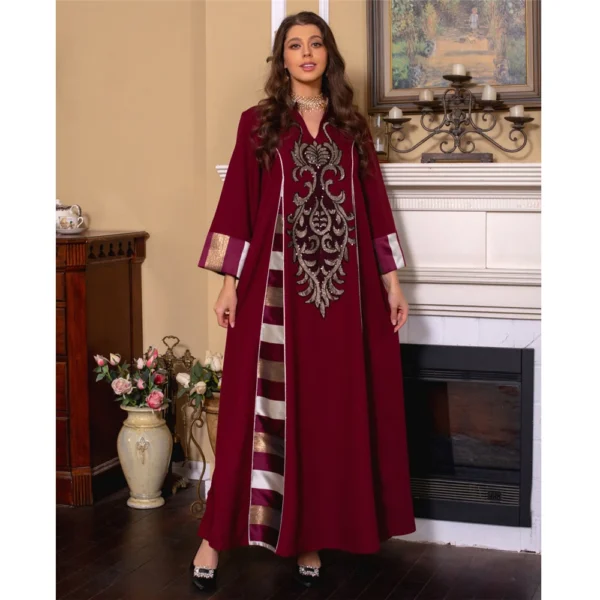 Moroccan Embroidery Abaya Women Muslim Maxi Dresses Turkey Arab Kaftan Islamic Party Gown Dubai Eid Ramadan Jalabiya Caftan Robe