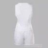 White Sleeveless Slim Fit Vest & Shorts Suit 2-Piece Set Women Clothes Summer Single Breasted Button Tank Top Shorts