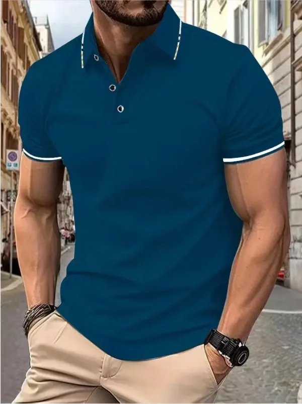 Men's summer casual fashion polo shirt short sleeve men's short sleeve color lapel top T-shirt short sleeve lapel fashion