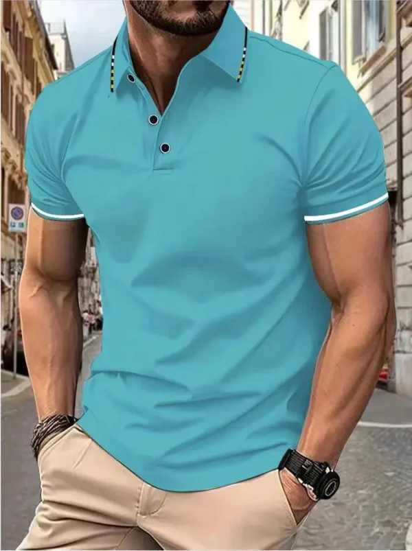 Men's summer casual fashion polo shirt short sleeve men's short sleeve color lapel top T-shirt short sleeve lapel fashion