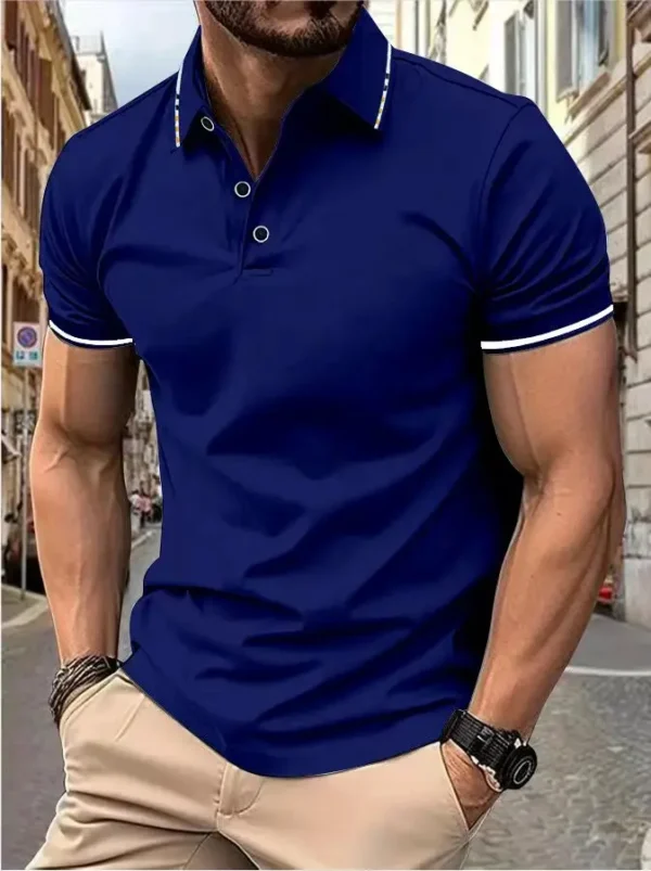 Men's summer casual fashion polo shirt short sleeve men's short sleeve color lapel top T-shirt short sleeve lapel fashion