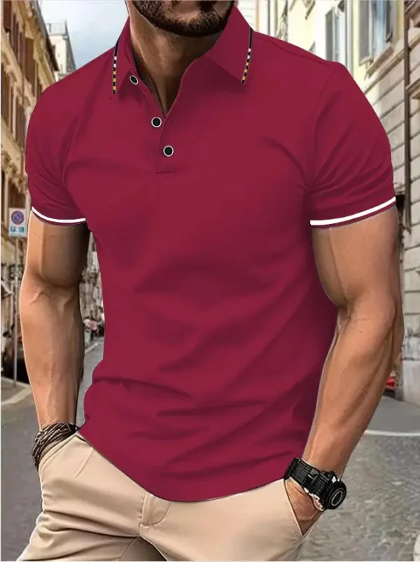 Men's summer casual fashion polo shirt short sleeve men's short sleeve color lapel top T-shirt short sleeve lapel fashion