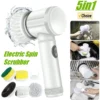 Electric Spin Scrubber,Bathroom Cleaning Brush Power Scrubber with 5 Replaceable Brush Heads, Electric Cleaning Brush