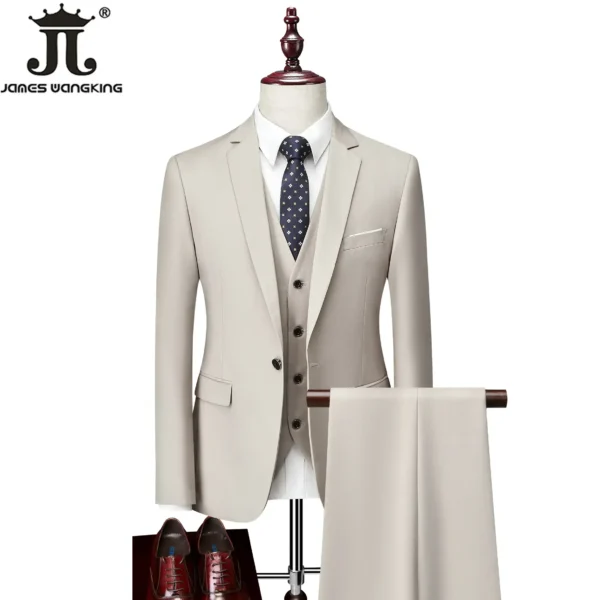 M-6XL 15 Colors ( Jacket+Vest+Pants ) Formal Business Office Men's Suits Groom Wedding Dress Party Dress Solid color Suit