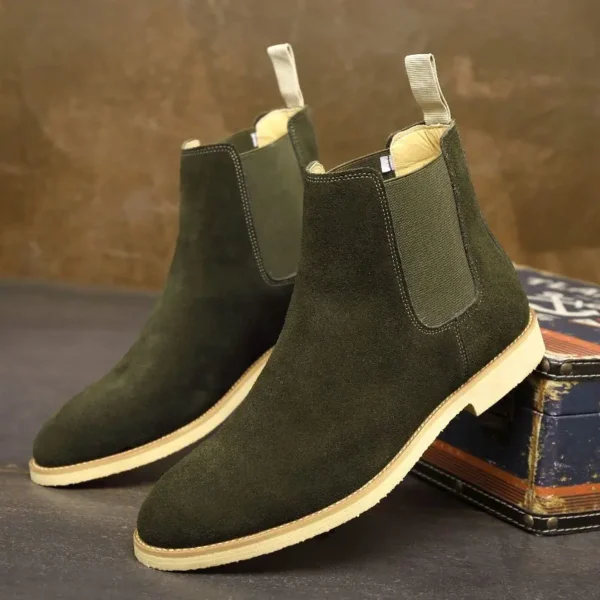 Man Retro Suede Genuine Leather Chelsea Boots Men Fashion Short Ankle Boot Casual British Style High-Top Shoes