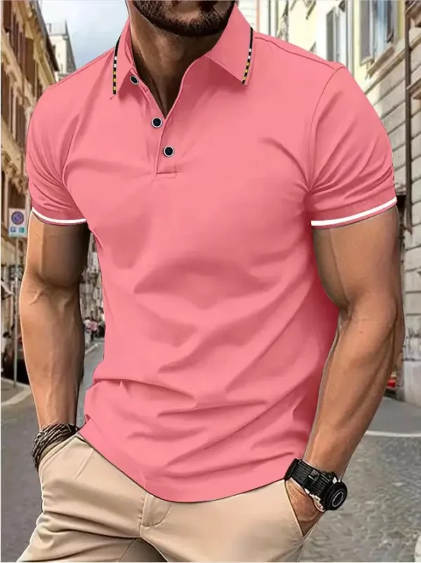 Men's summer casual fashion polo shirt short sleeve men's short sleeve color lapel top T-shirt short sleeve lapel fashion