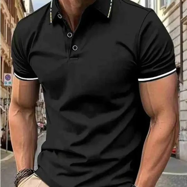 Men's summer casual fashion polo shirt short sleeve men's short sleeve color lapel top T-shirt short sleeve lapel fashion