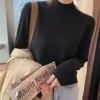 Autumn Winter Chic Bottom Sweaters Women Fashion Turtleneck Pullover Loose Long Sleeve Knitted Jumpers Soft Warm Pull Femme Top