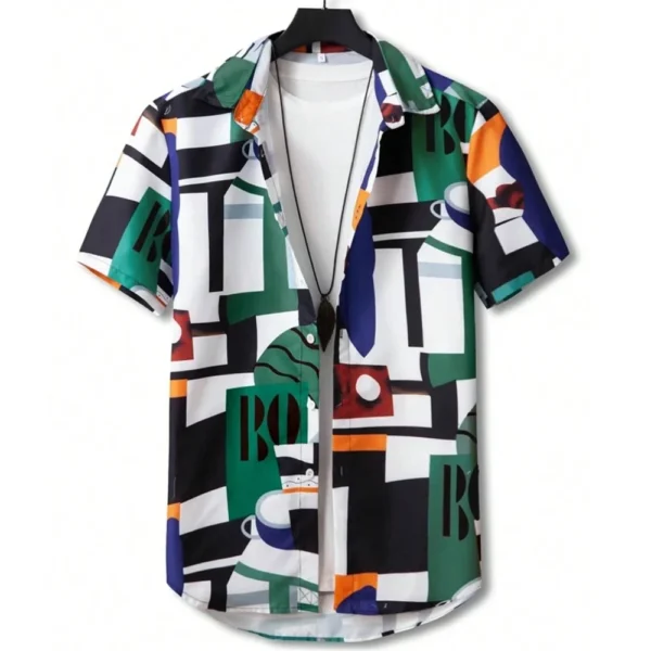 Hawaiian style short-sleeved shirt jacket with 3D digital printing, loose and casual men's short-sleeved shirt, new style for 20