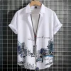 Hawaiian style short-sleeved shirt jacket with 3D digital printing, loose and casual men's short-sleeved shirt, new style for 20