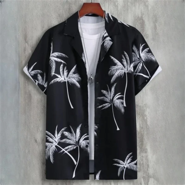 Hawaiian style short-sleeved shirt jacket with 3D digital printing, loose and casual men's short-sleeved shirt, new style for 20