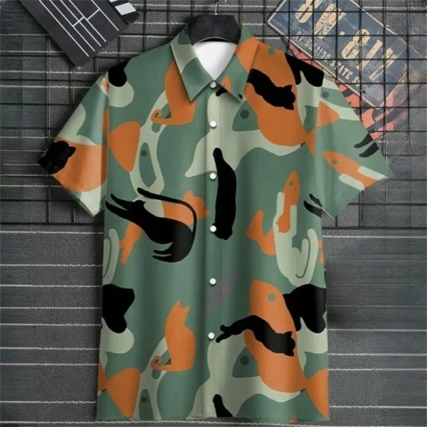 Hawaiian style short-sleeved shirt jacket with 3D digital printing, loose and casual men's short-sleeved shirt, new style for 20