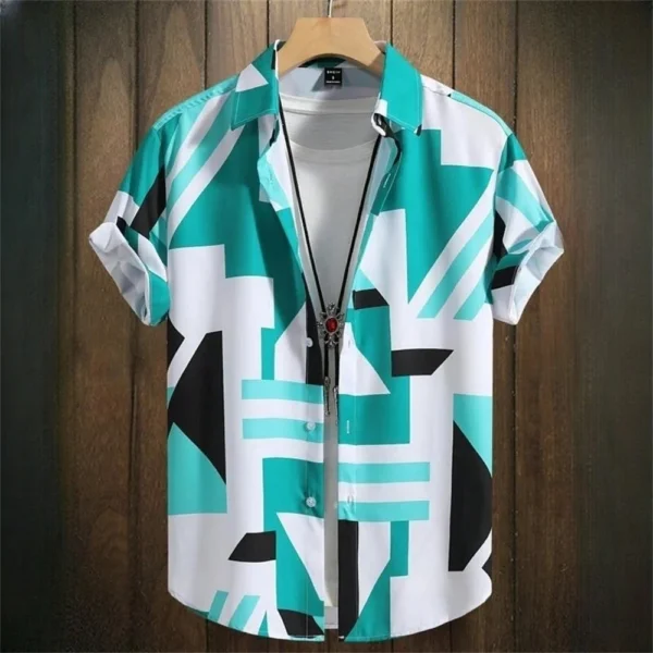 Hawaiian style short-sleeved shirt jacket with 3D digital printing, loose and casual men's short-sleeved shirt, new style for 20