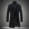Autumn Winter Men Wool Overcoat Lapel Long Sleeve Jacket Single Breasted Mid-length Business Trench Outwear Solid Dust Outwear