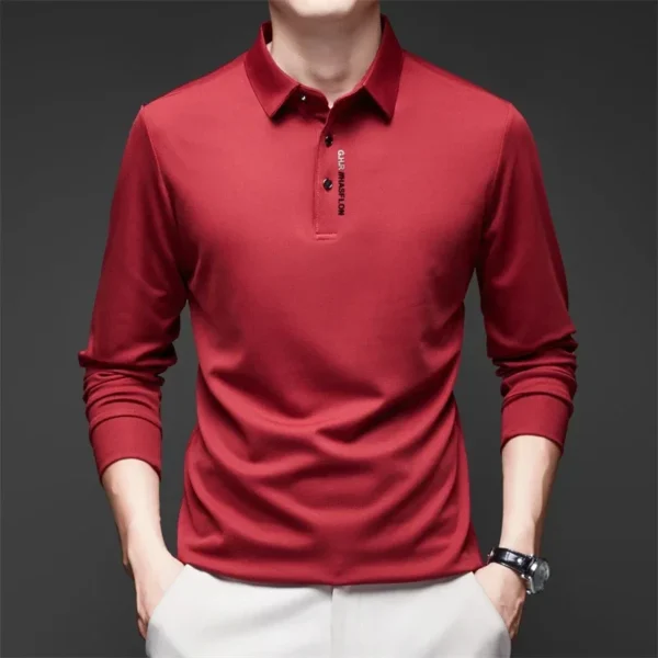 Mulberry Silk Long Sleeved T-shirt for Men in the Autumn of 2025, New Base Shirt with High-end Feel, Casual Business Collar Polo