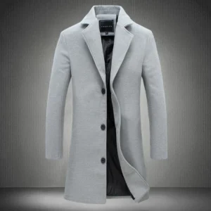 Autumn Winter Men Wool Overcoat Lapel Long Sleeve Jacket Single Breasted Mid-length Business Trench Outwear Solid Dust Outwear