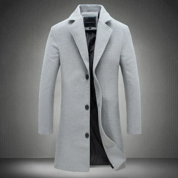 Autumn Winter Men Wool Overcoat Lapel Long Sleeve Jacket Single Breasted Mid-length Business Trench Outwear Solid Dust Outwear