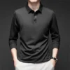 Mulberry Silk Long Sleeved T-shirt for Men in the Autumn of 2025, New Base Shirt with High-end Feel, Casual Business Collar Polo