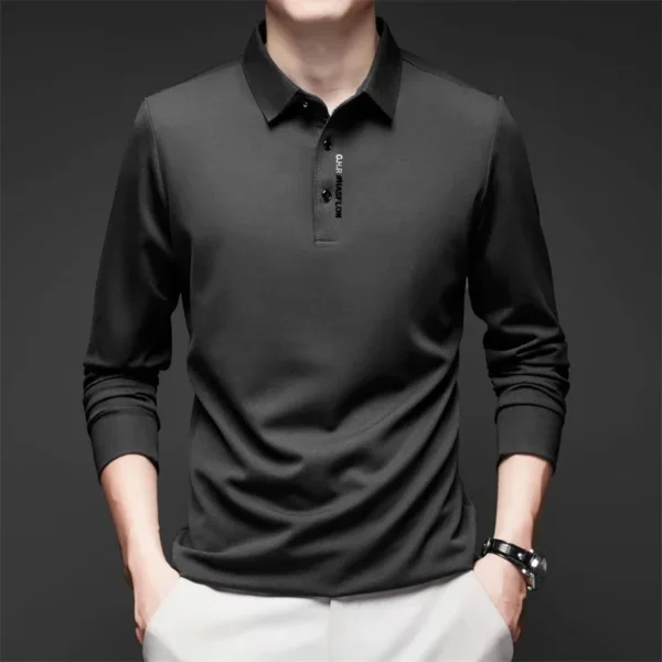 Mulberry Silk Long Sleeved T-shirt for Men in the Autumn of 2025, New Base Shirt with High-end Feel, Casual Business Collar Polo