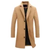 Autumn Winter Men Wool Overcoat Lapel Long Sleeve Jacket Single Breasted Mid-length Business Trench Outwear Solid Dust Outwear