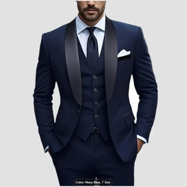 Men Formal Slim Fit Tuxedo Prom Suit Male Groom Wedding Blazers High Quality Groomsman Luxury Dress Business Banquet Party Suit
