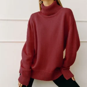 kf-S938786c224f344dda3b5ac59b94f642aL Autumn Winter Casual Fleece Thickened Warm Sweater Women's Turtleneck Solid Sweater Knitting Pullovers Rollneck Slim Fit Top